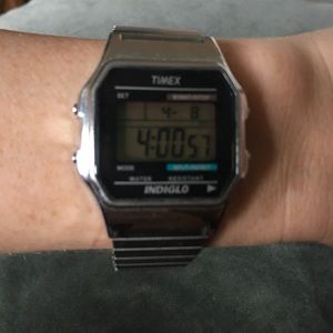 Silver Timex indiglo watch